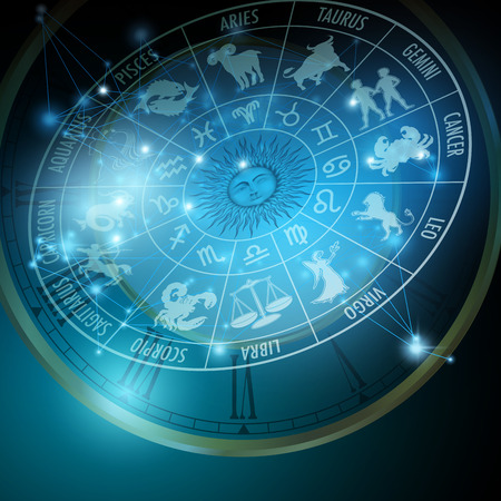 Concept de l'astrologie horoscope avec les signes du zodiaque la révolution solaire.jpg